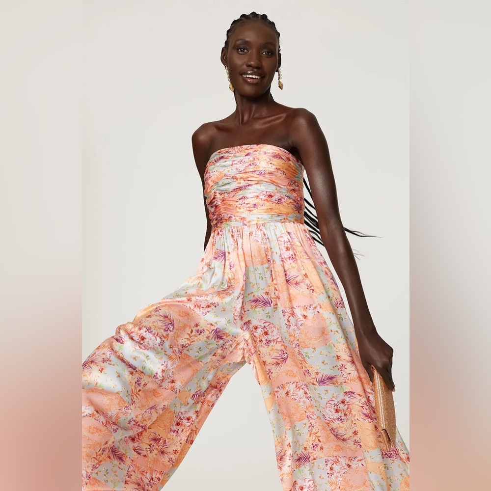 AMUR Kallia Silk Floral Strapless Jumpsuit - Picture 2 of 9